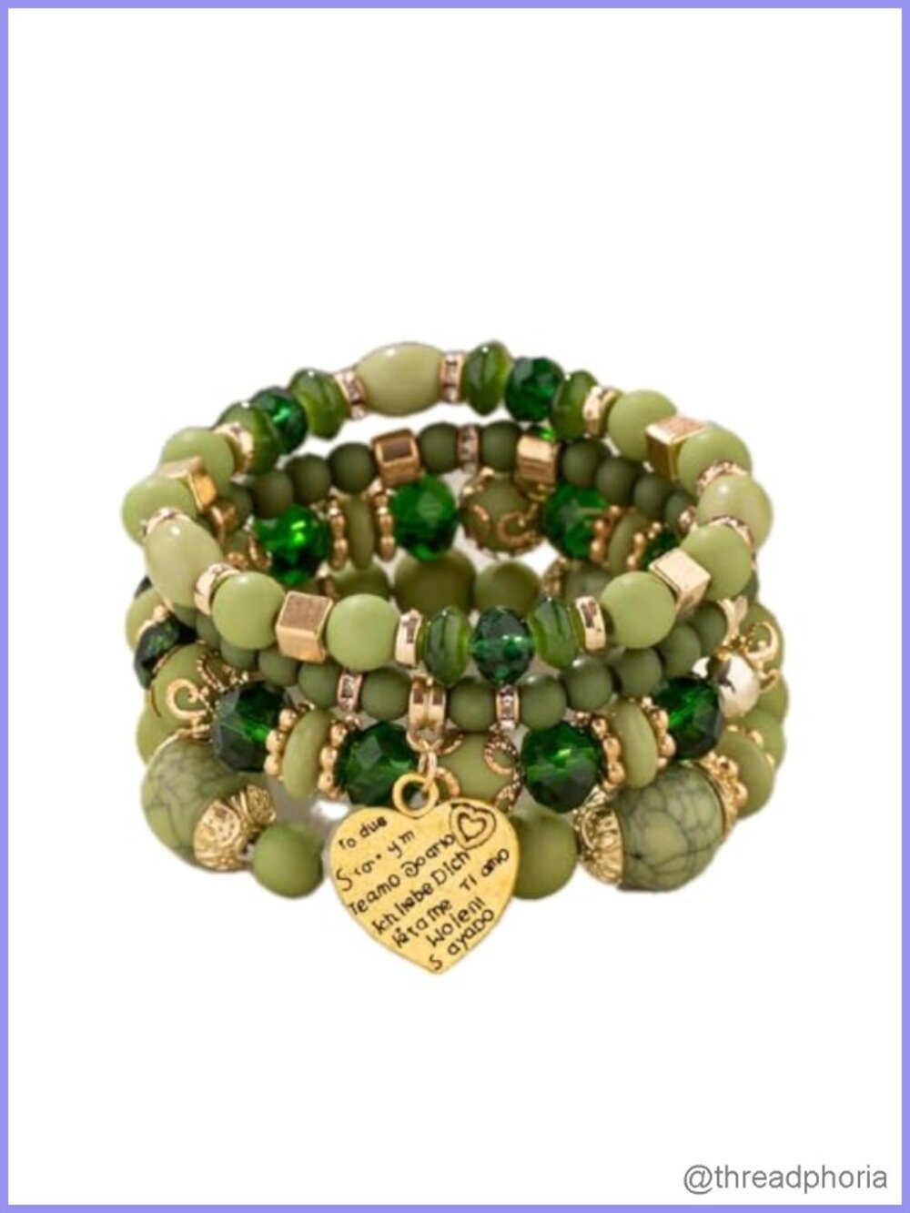 Beaded Bracelet Set | Boho Stackable Bangle with Crystal Accents | Multi-layer